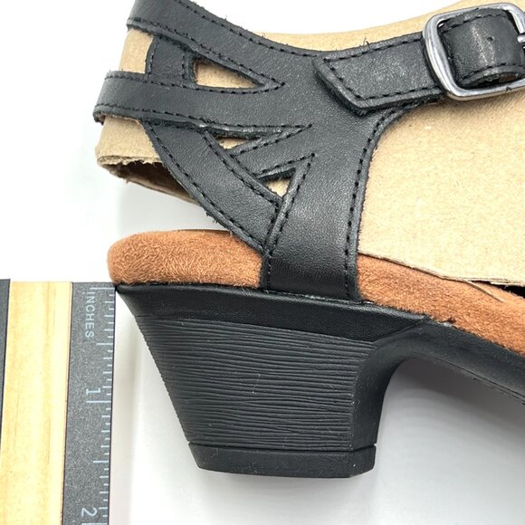 8N 8 NARROW WIDTH Cobb Hill Aubrey Black Leather T-Strap Block Heels Shoes - Picture 12 of 15